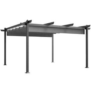 Outsunny 13' x 13' Retractable Pergola Canopy with Stronger Aluminum Frame, Outdoor Pergola Sun Shade Shelter for Garden, Patio, Backyard, Deck, Gray