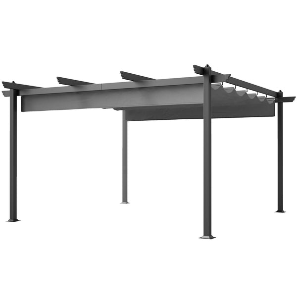 Outsunny 13' x 13' Retractable Pergola Canopy with Stronger Aluminum Frame, Outdoor Pergola Sun Shade Shelter for Garden, Patio, Backyard, Deck, Gray