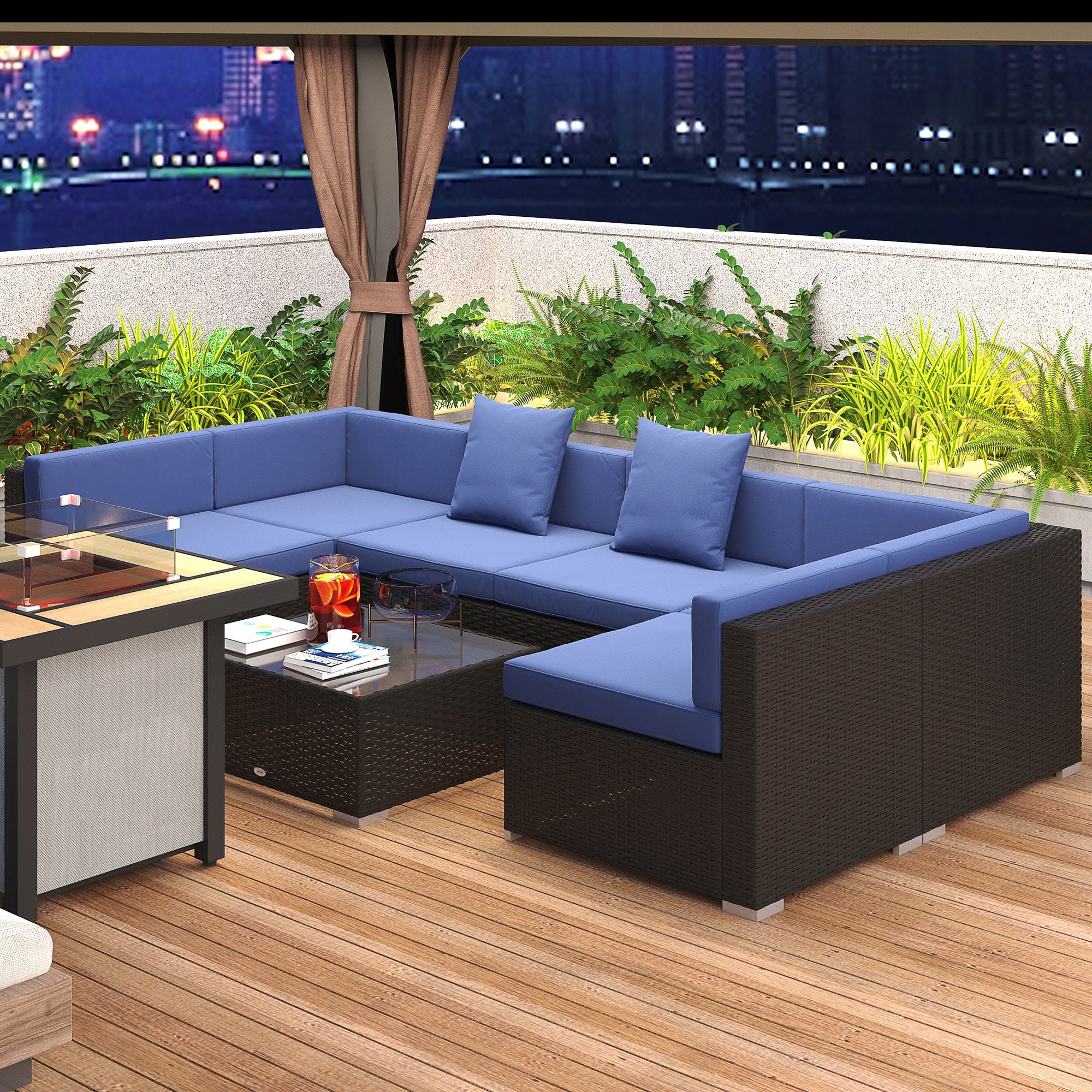 Outsunny Rattan Outdoor Sectional Sofa - Thumbnail 4