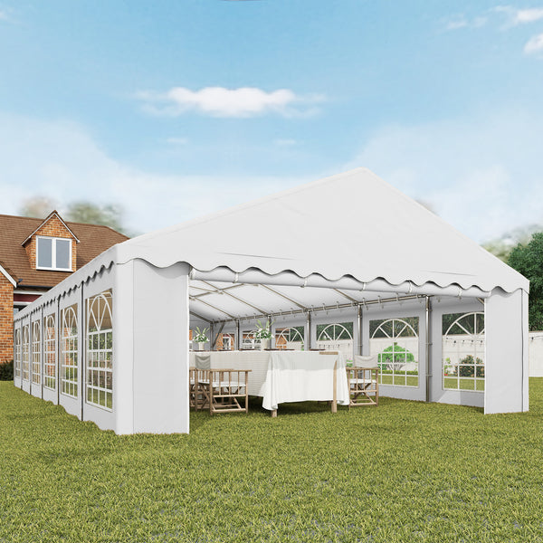 20' x 40' Heavy Duty Party Tent and Carport, Galvanized Outdoor Canopy Tent Event Tent with Removable Window Sidewalls for Parties, Wedding, Events, BBQ, White