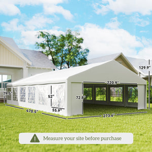 23 x 39 ft Heavy Duty Party Tent Outdoor Gazebo Wedding Tent Event Shelter Carport BBQ with Removable Sidewalls & Windows, Outside Waterproof Canopy for Parties, White