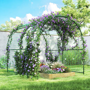 Garden Arch Trellis for Climbing Plants Outdoor, 7.1FT Tall Cucumber Trellis with Climbing Net, Metal Plant Support Archway for Backyard, Lawn, Party, Wedding, Ceremony