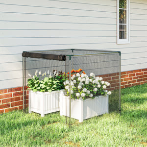 4' x 4' Crop Cage, Plant Protection Tent with Zippered Door and Galvanized Steel Frame, Fruit Cage Netting Cover for Garden, Yard, Lawn, Black