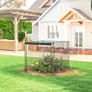 4' x 4' Crop Cage, Plant Protection Tent with Zippered Door and Galvanized Steel Frame, Fruit Cage Netting Cover for Garden, Yard, Lawn, Black