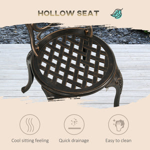 3 Piece Garden Bistro Set, Cast Aluminium Outdoor Furniture Set with Umbrella Hole for Balcony, Porch, Patio, Bronze Tone