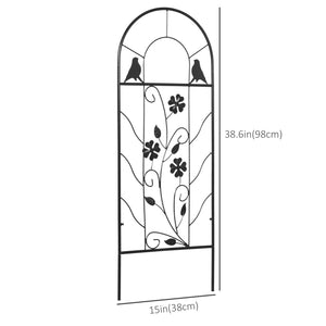 2 Pack Garden Trellis for Climbing Plants, Outdoor Metal Grid Panels with Birds and Leaves, for Roses, Vine Flower, Cucumber, Clematis, 39" Tall