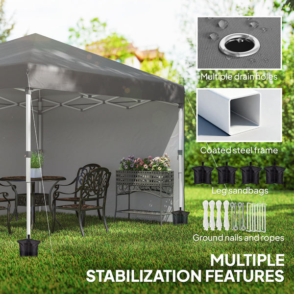 10' x 10' Pop Up Canopy Tent with Removable Sidewalls, Instant Shelter with Portable Roller Bag, 4 Sand Bags, Adjustable Height for Outdoor, Garden, Patio, Dark Grey