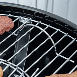 Portable Kettle Charcoal Grill BBQ Smoker with Cover, Outdoor Round Barbecue with Lid, Thermometer, Turner, Knife, Clip, Storage Shelf, & Wheels for Party Patio Garden