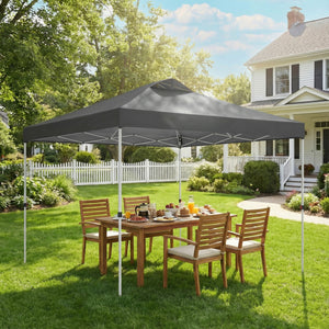 9.8' x 9.8' Pop Up Canopy, Waterproof Canopy Tent for Parties, Garden, BBQs, Easy Setup Instant Shelter and Garden Gazebo with Carrying Bag, Stakes and Ropes, Dark Grey