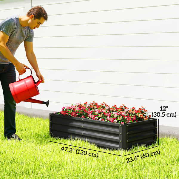 4' x 2' x 1' Raised Garden Bed, Galvanized Steel Planter Box for Vegetables, Flowers, Herbs, Black