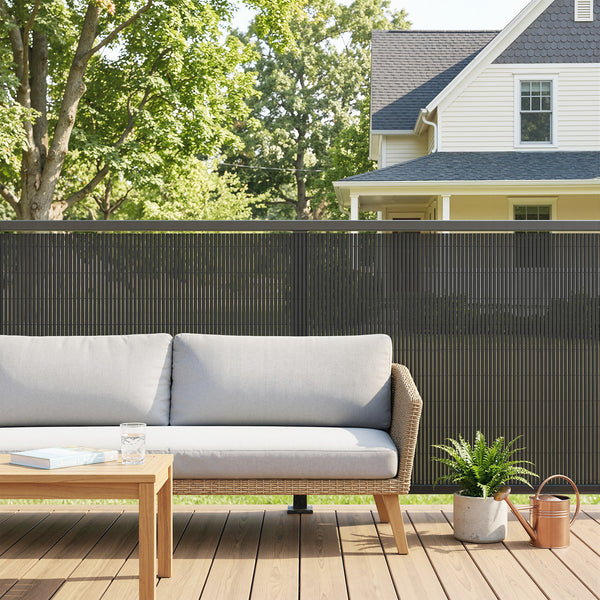 2Pcs Plastic Privacy Screening Fence, 1 m x 3 m Waterproof Windbreak Fence, UV-Resistant Garden Screening for Balcony, Terrace and Outdoor Use, Dark Grey
