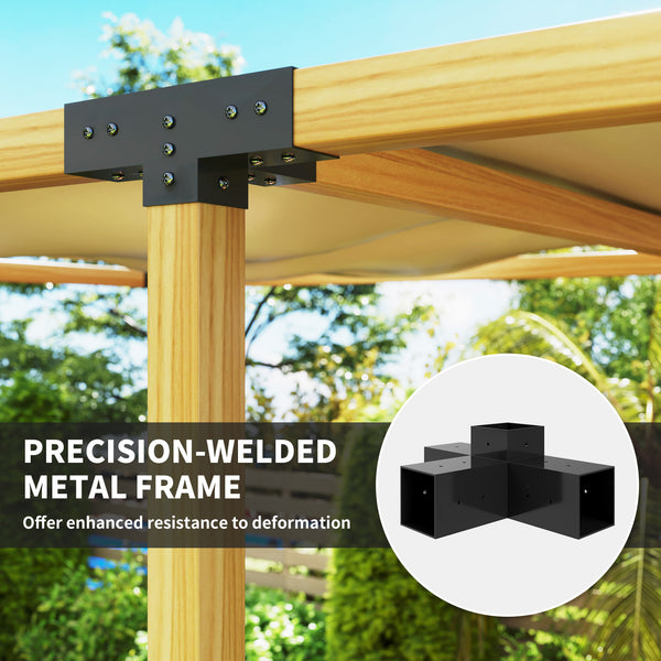 Outsunny DIY Pergola Kit, Pergola Brackets with 3-Way & 4-Way Corner Brackets and Post Base for 4" x 4" (Actual 3.6" x 3.6") Lumber, 12 PCS Includes Screws