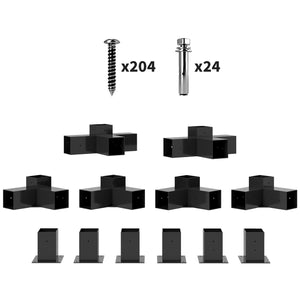 Outsunny DIY Pergola Kit, Pergola Brackets with 3-Way & 4-Way Corner Brackets and Post Base for 4" x 4" (Actual 3.6" x 3.6") Lumber, 12 PCS Includes Screws