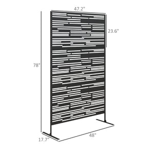 Metal Outdoor Privacy Screen, 78" H x 48" W Decorative Privacy Fence Screen, Freestanding Outdoor Divider with Stand, Climbing Plant Trellis for Garden Walkway, Balcony, Patio, Barcode Black