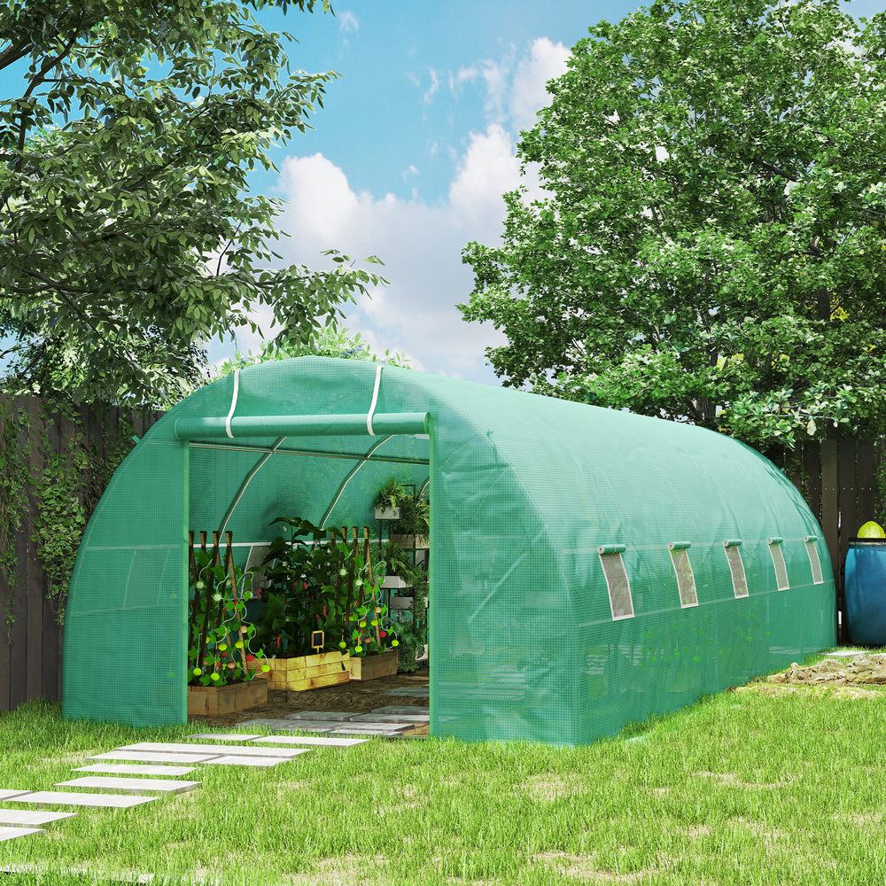 26' x 10' x 6.6' Large Walk in Tunnel Greenhouse Garden Plant Seed Green House Premium Steel Frame, Dark Green