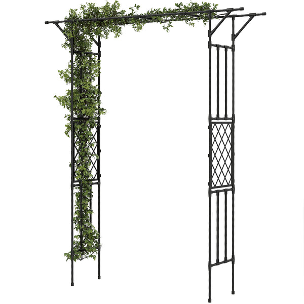 7.1ft Garden Arch, PE-Coated Steel Outdoor Trellis Arbor for Climbing Plants, Wedding Arch for Party Outdoor Garden Backyard, Black