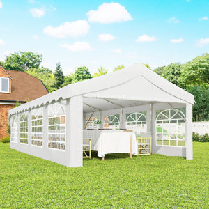 13'x26' Heavy Duty Large Party Tent & Carport with Removable Sidewalls, Windows, Portable Garage Canopy Tent, Sun Shade Shelter for Parties Wedding Outdoor Events, White
