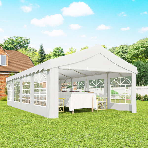 13'x26' Heavy Duty Large Party Tent & Carport with Removable Sidewalls, Windows, Portable Garage Canopy Tent, Sun Shade Shelter for Parties Wedding Outdoor Events, White