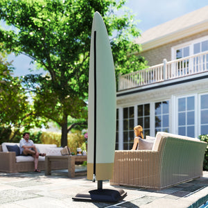 Waterproof Patio Umbrella Cover for 10ft to 13ft Outdoor Offset Umbrella with Zipper, Beige and Coffee