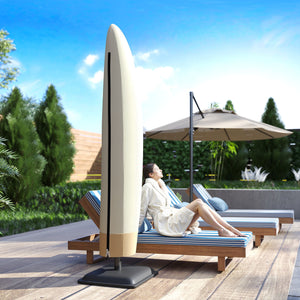 Waterproof Patio Umbrella Cover for 10ft to 13ft Outdoor Offset Umbrella with Zipper, Beige and Coffee