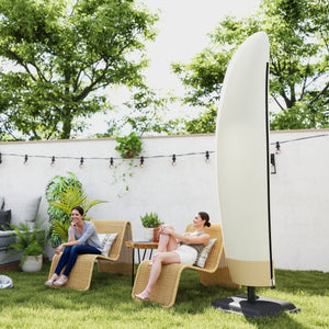 Waterproof Patio Umbrella Cover for 10ft to 13ft Outdoor Offset Umbrella with Zipper, Beige and Coffee