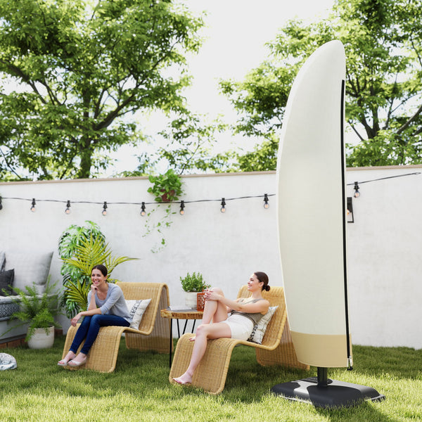 Waterproof Patio Umbrella Cover for 10ft to 13ft Outdoor Offset Umbrella with Zipper, Beige and Coffee