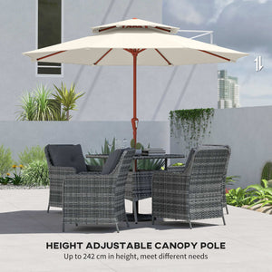 Patio Umbrella with Crank, Double Top Outdoor Market Table Umbrella for Garden, Patio,104'' x 104'', Cream White