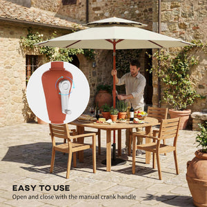 Patio Umbrella with Crank, Double Top Outdoor Market Table Umbrella for Garden, Patio,104'' x 104'', Cream White