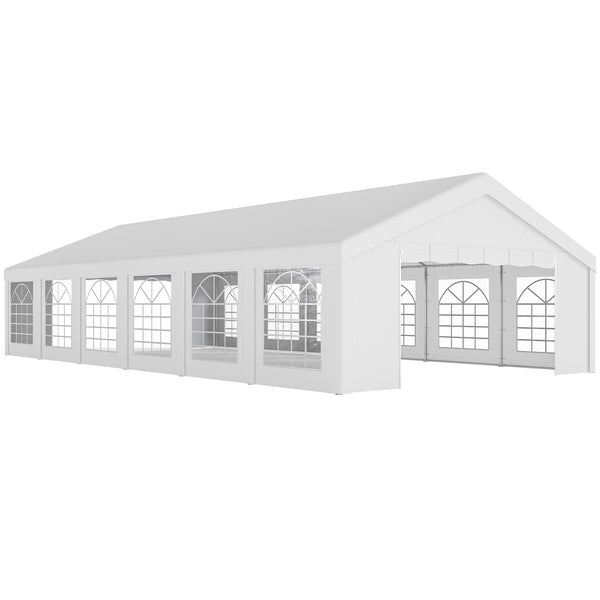 20' x 40' Heavy Duty Party Tent and Carport, Galvanized Outdoor Canopy Tent Event Tent with 12 Removable Window Sidewalls for Parties, Wedding, Events, BBQ, White