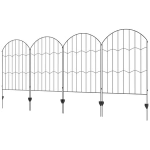 Garden Fence, 4 Pack Steel Fence Panels, 11.4' L x 43" H, Rust-Resistant Animal Barrier, Decorative Border Flower Edging for Yard, Patio, Outdoor Decor, Wave