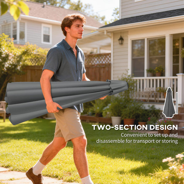 10 ft Patio Umbrella with Push Button Tilt and Crank, Outdoor Market Table Umbrella Parasol with Vent, 8 Ribs for Garden, Deck, Pool, Dark Grey