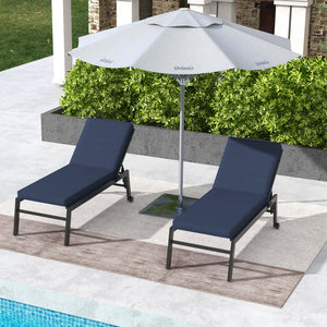 Outsunny 2 Patio Chaise Lounge Chair Cushions with Backrests, Replacement Patio Cushions with Ties for Outdoor Poolside Lounge Chair, Navy Blue