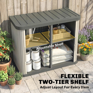 127 Gallon Outdoor Storage Box, Plastic Deck Box, Splash-Resistant & UV Resistant Garden Storage Container for Patio, Porch, Poolside, Light Brown