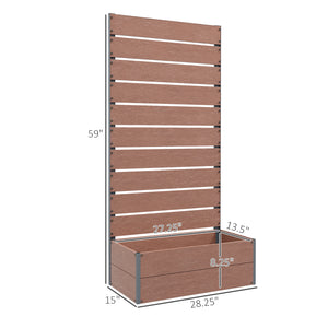 Outsunny Raised Garden Bed with Trellis for Climbing Plants, Planter Box with Self Draining Gap, Freestanding Trellis Planter for Outdoor, Patio, Deck, 28.25" x 15" x 59", Brown