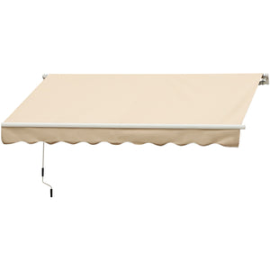 Outsunny 10' x 8' Retractable Awning, Patio Awnings, Sunshade Shelter w/ Manual Crank Handle, UV & Water-Resistant Fabric and Aluminum Frame for Deck, Balcony, Yard, Beige