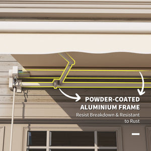 Outsunny 10' x 8' Retractable Awning, Patio Awnings, Sunshade Shelter w/ Manual Crank Handle, UV & Water-Resistant Fabric and Aluminum Frame for Deck, Balcony, Yard, Beige