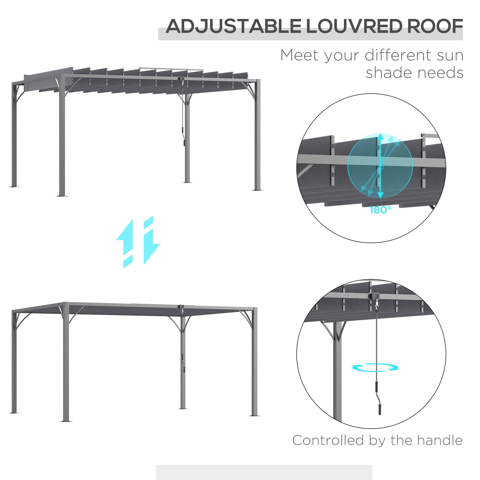 Outsunny 12.8' x 9.7' Outdoor Pergola with Retractable Roof and