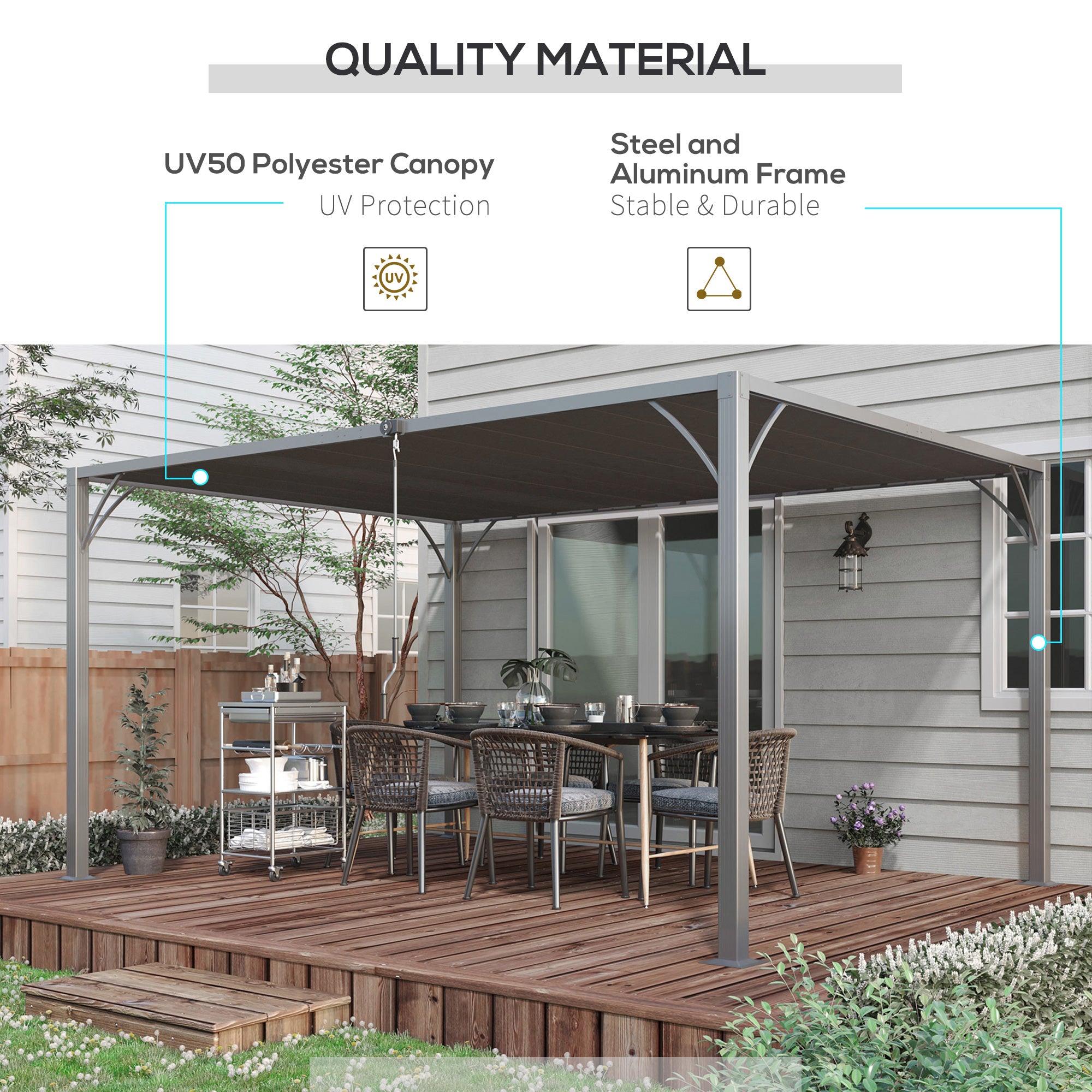Outsunny 12.8' x 9.7' Outdoor Pergola with Retractable Roof and