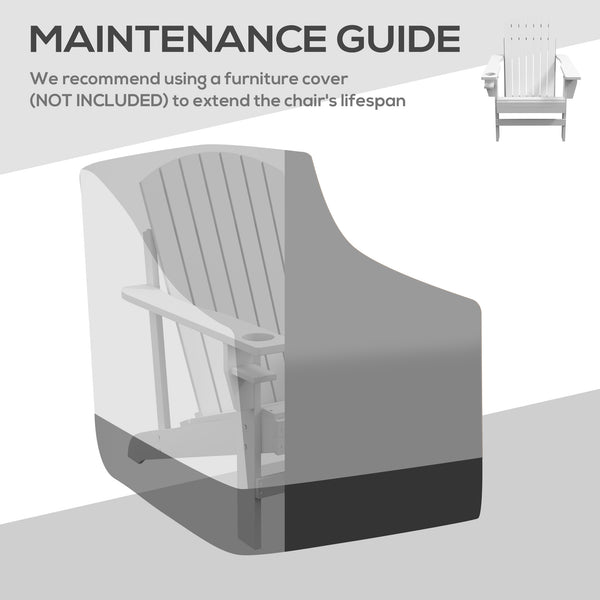 Wooden Adirondack Chair, Outdoor Patio Lawn Chair with Cup Holder, Weather Resistant Lawn Furniture, Classic Lounge for Deck, Garden, Backyard, Fire Pit, White