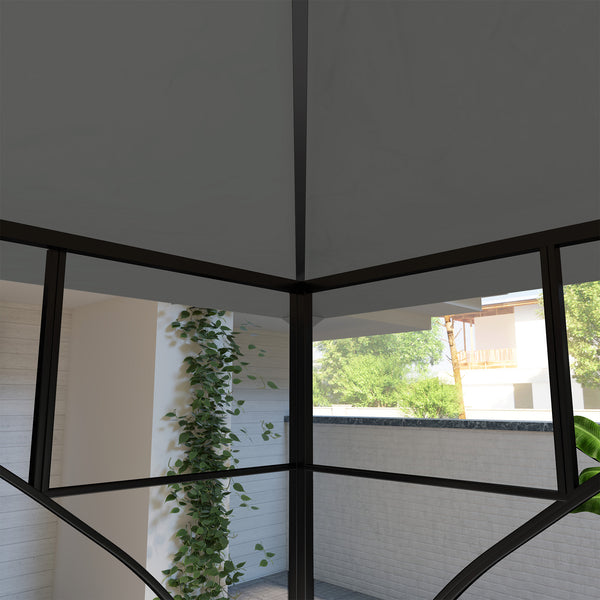 3x3(m) Replacement Gazebo Canopy, Double Tier Roof Top for Garden, Patio, Outdoor, Grey (TOP ONLY)
