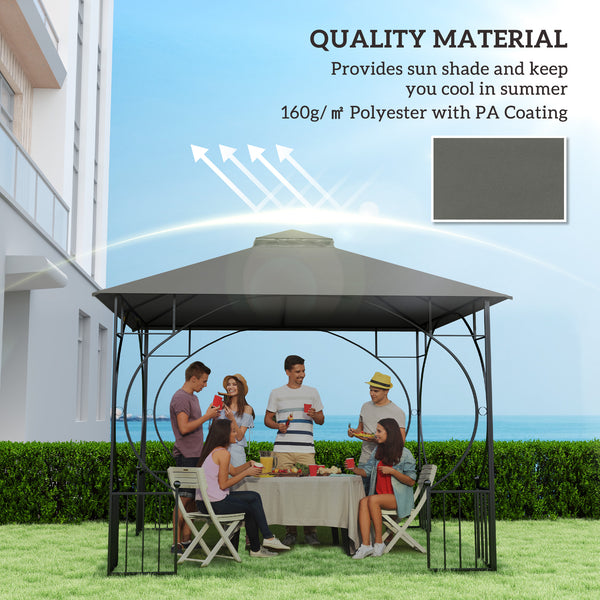 3x3(m) Replacement Gazebo Canopy, Double Tier Roof Top for Garden, Patio, Outdoor, Grey (TOP ONLY)