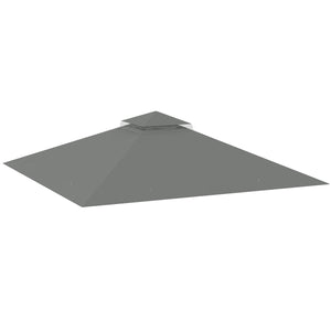 3x3(m) Replacement Gazebo Canopy, Double Tier Roof Top for Garden, Patio, Outdoor, Grey (TOP ONLY)