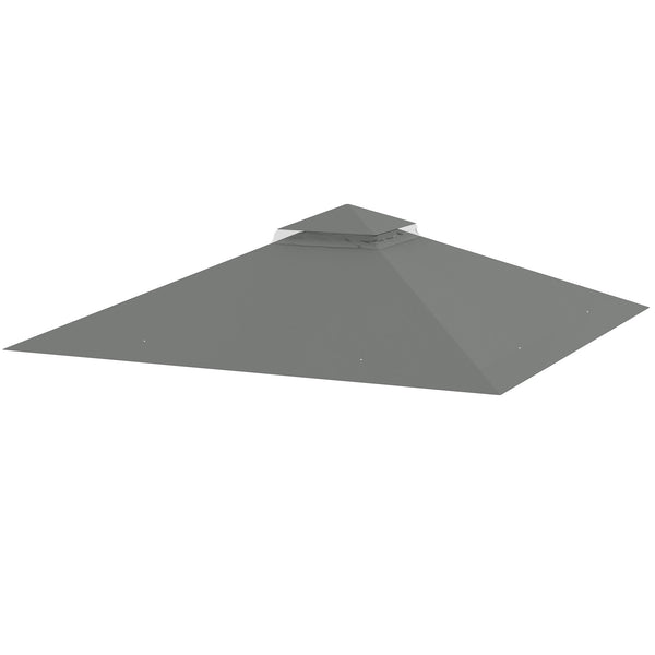3x3(m) Replacement Gazebo Canopy, Double Tier Roof Top for Garden, Patio, Outdoor, Grey (TOP ONLY)