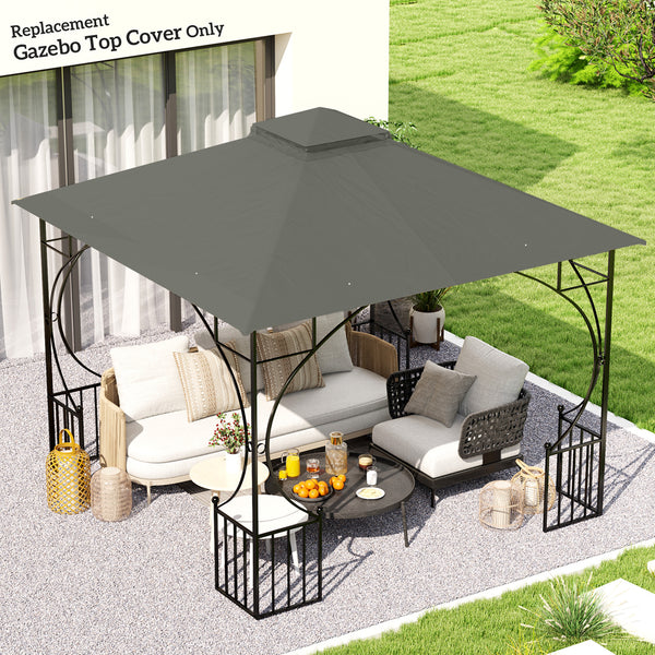 3x3(m) Replacement Gazebo Canopy, Double Tier Roof Top for Garden, Patio, Outdoor, Grey (TOP ONLY)