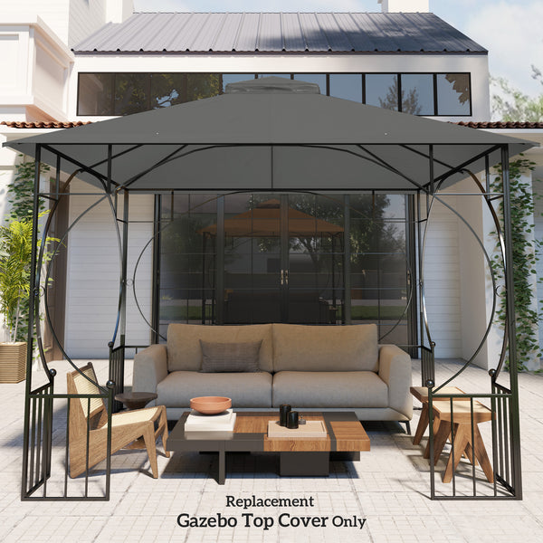 3x3(m) Replacement Gazebo Canopy, Double Tier Roof Top for Garden, Patio, Outdoor, Grey (TOP ONLY)