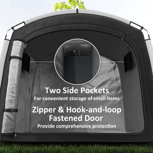 Bike Storage Tent, Portable Bicycle Storage Shed, Waterproof Outdoor Bike Cover with 210D Oxford Fabric and Carry Bag for 3-4 Bikes, Lawn Mower, Garden Tools, Black