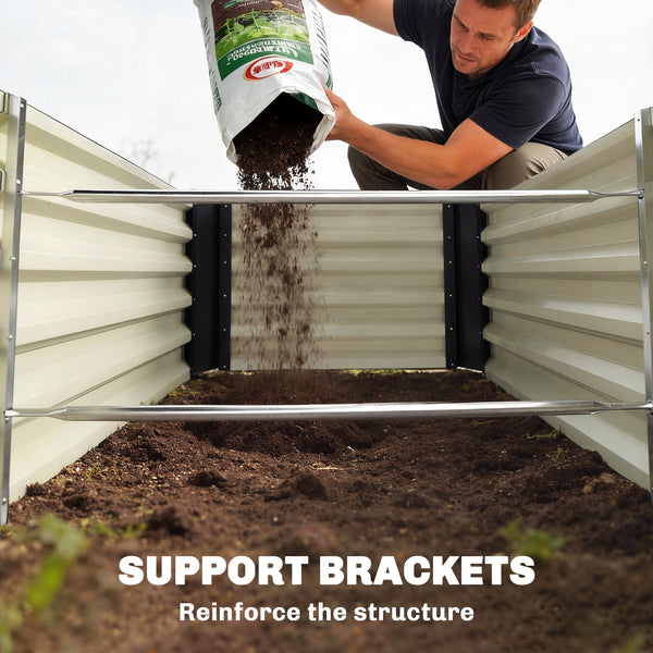 Galvanized Raised Garden Bed, 8 x 2.6 x 1.5ft Rectangular Planter Box, Reinforced Outdoor Raised Bed with Open Bottom for Vegetables, Flowers, Herbs, Black