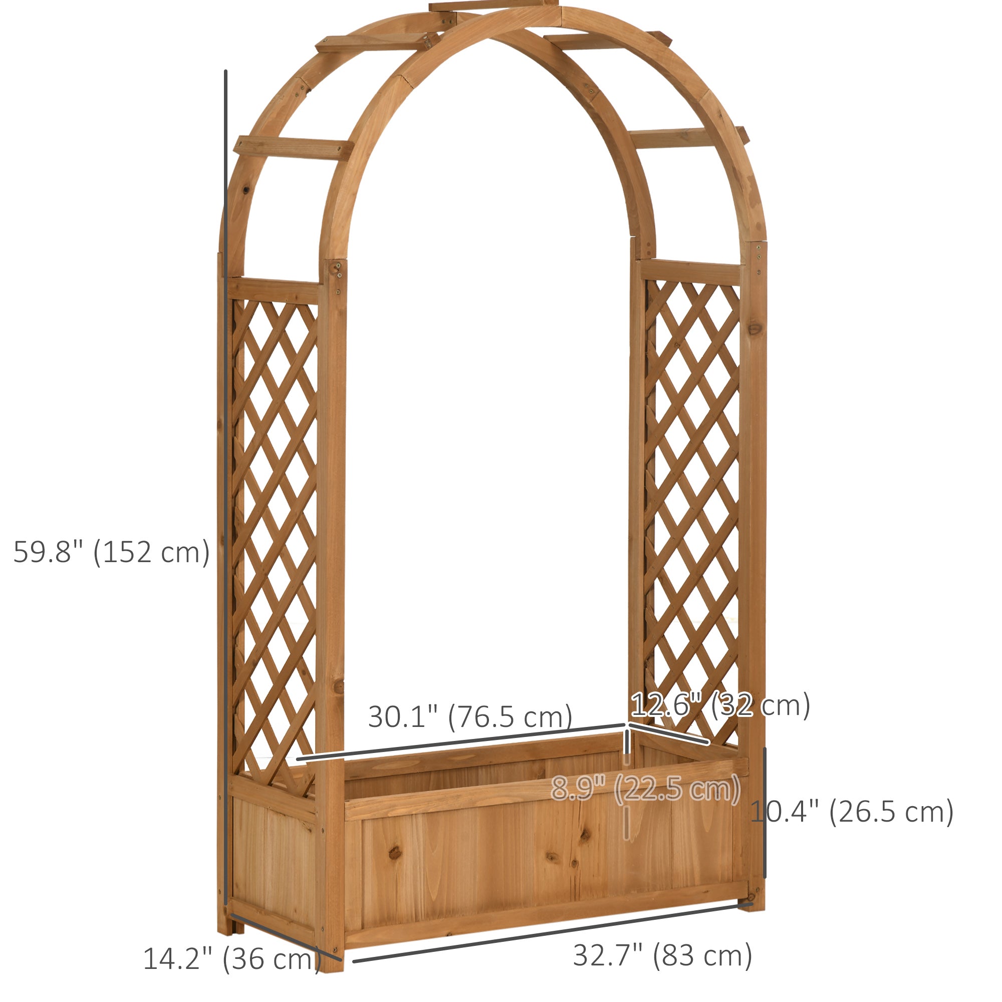 planter with arch trellis Outsunny Raised Garden Bed with Arch Trellis, Freestanding Garden Planter Box, Outdoor Planter Container for Vine Climbing Plant Flower Herb, Br