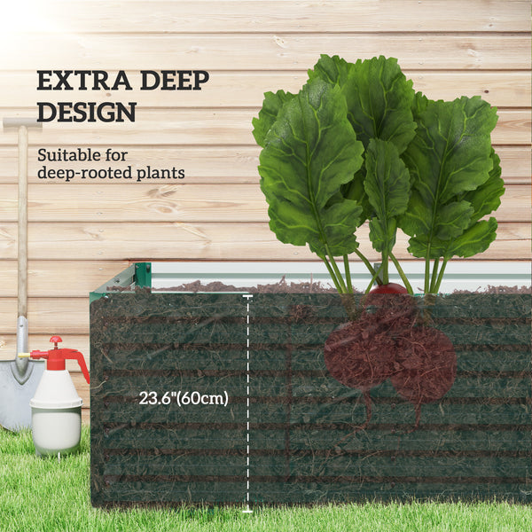 Galvanized Raised Garden Bed, 8' x 4' x 2' Large Outdoor Metal Planter Box, Standing Raised Bed for Growing Flowers, Herbs and Vegetables, Green
