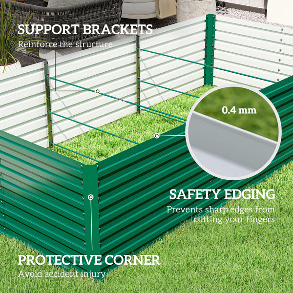 Galvanized Raised Garden Bed, 8' x 4' x 2' Large Outdoor Metal Planter Box, Standing Raised Bed for Growing Flowers, Herbs and Vegetables, Green